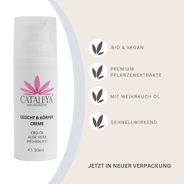 Abszesse, Aloe Vera, antiseptisch, beruhigt, biologisch, Bioqualität, Boswellia-Säure, Cannabidiol, CATALEYA, Cbd, CBD ÖL, Ekzeme, entzündungshemmend, Entzündungslindernd, Fette, Flavonoide, Gereizt, GESICHT, Gesichtscreme, Hanfpflanze, Hanfsamenöl, Haut, Hautbild, Hautirritation, Hautproblem, Hanfkosmetik, Hautverträglichkeit, Herpes, Hochwertig, Inhaltsstoffe, intensiv, Isolate, Körper, Körpercreme, Kosmetik, Kosmetiklinie, Kühlend, Nachhaltigkeit, Narbenbildung, Hanf, Neurodermitis, Nutzhanf, Öl, Österreich, Pflanzenöle, Pflanzenstoffe, pflanzlich, Pflegecreme, pflegt, Pickel, Regeneration, Regulierend, Säureschutzmantel, Schmerzlindernd, Schuppenflechte, Spektrum, Talgdrüse, Unterstützung, Vitamin E, vollspektrum, Weihrauch, Wunden, Narben, Akne, Pickel, Aloe Vera Gel, Biokosmetik, veganekosmetik, Creme, Salbe, Wundcreme, Heilpflanzen