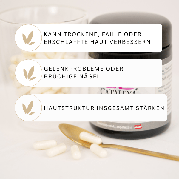 Collagen, Kollagen, Anti-Aiging, Vitamine, Knochen, Haare, Zähne, Haut, Unreine Haut, Kapseln, Glas, Fisch, Wirkung, Tabletten, Vitalstoffe, Stoffwechsel,