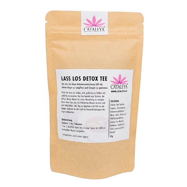 CATALEYA Lass-los-Detox-Tee in einem braunen Papierbeutel.