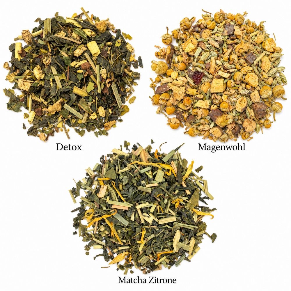 Teegeschenkset, Geschenkset, Detox, Magenwohl, Darm, Teemischung, Set, Kur, Matcha, Abnehmen, Verdauung, Grüntee